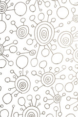Fototapeta premium Close up of hand drawn doodle pen circle spirals and spots and dots on white background