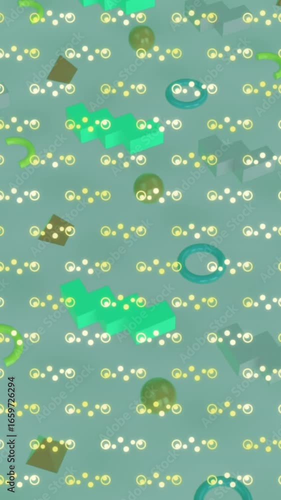 Poster animation of rows of christmas pattern moving on green background