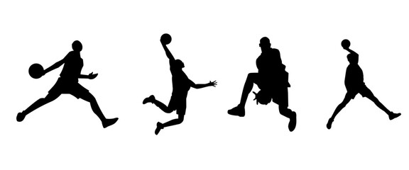 vector silhouettes of people basketball