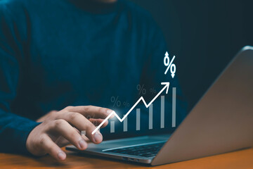 show percentage, special offer of shopping department store discount and tax concept, adjusting interest rates, raising interest rates to fight inflation returns on investments.finance,	
