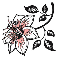 Vector art of elegant flower and leaves illustration, perfect for adding a touch of nature to your designs