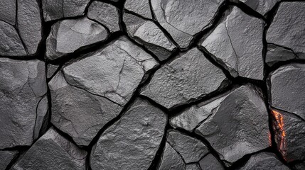 Cracked Lava Stone Surface with Unique Texture and Subtle Red Glow