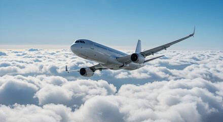 Obraz premium Commercial Jet Aircraft Flying Above Clouds