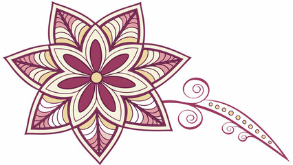 Vector art of hand drawn floral ornament with decorative petals for creative design element and decoration, with a branch and swirls