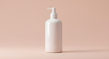 Realistic Cosmetic Bottle Design on Pastel Backdrop