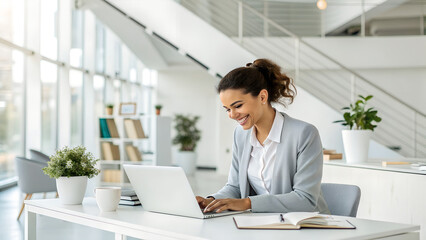 businesswoman working on laptop