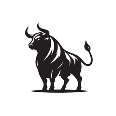 Powerful bull silhouette in a dynamic pose representing strength and determination silhouette