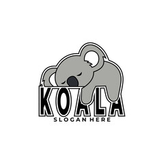 Sleeping Koala animal logo design vector template