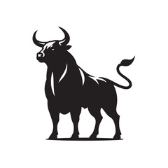 Powerful bull silhouette in dynamic pose representing strength and freedom