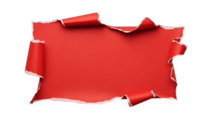 red torn paper isolated on transparent background png torn paper with red ribbon