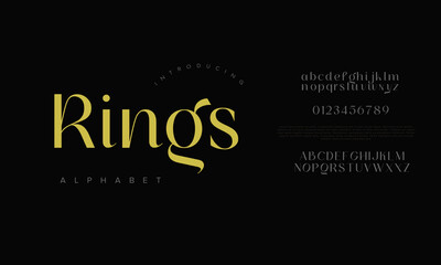 Rings alphabet font with bold stylish curves, perfect for posters, branding, headlines, fashion design, and modern typography projects