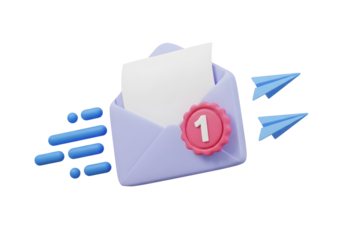 3d Render of an Envelope with a Seal, Paper, and Paper Airplanes
