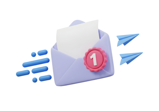 3d Render of an Envelope with a Seal, Paper, and Paper Airplanes