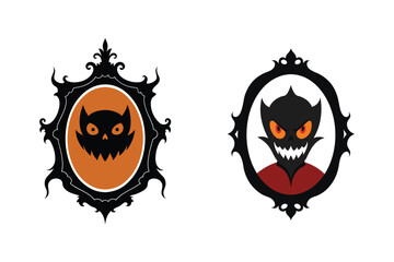 Hand Drawn Vintage Style Halloween Frame Template Illustration