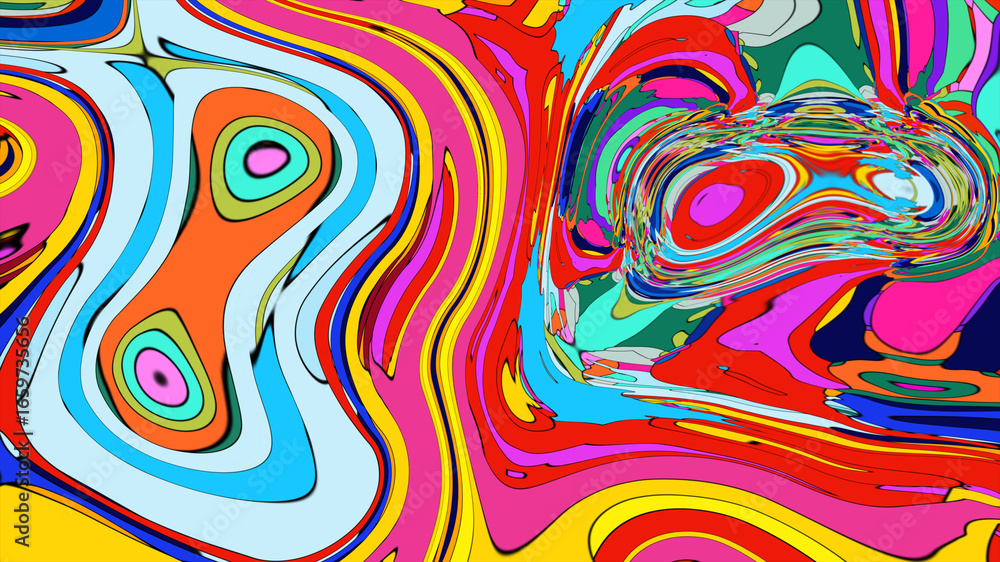 Aufkleber abstract depiction of fluid dynamics with swirling colorful wave patterns in sharp detail on a clean