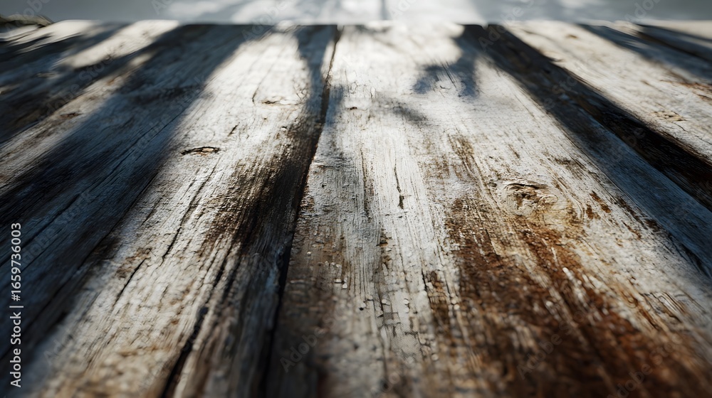 Poster rustic wood surface in bright daylight with sharp focus