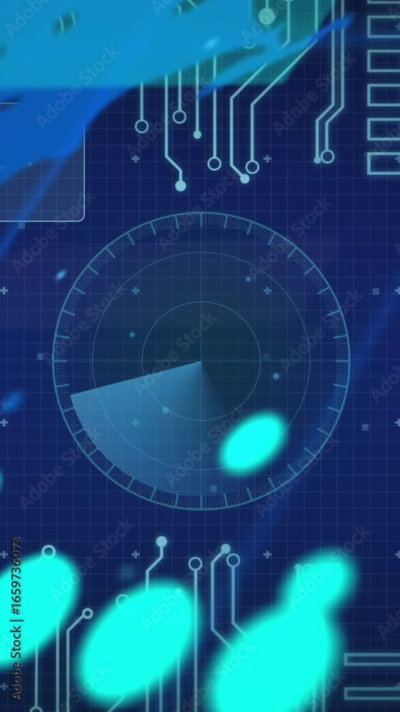 Aufkleber animation of world map over interface with data processing against blue background