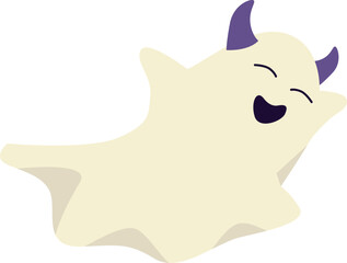 Cute Devilish Ghost Cartoon Illustration