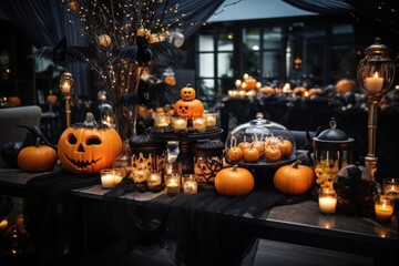 Obraz premium Halloween party halloween candle jack-o'-lantern.