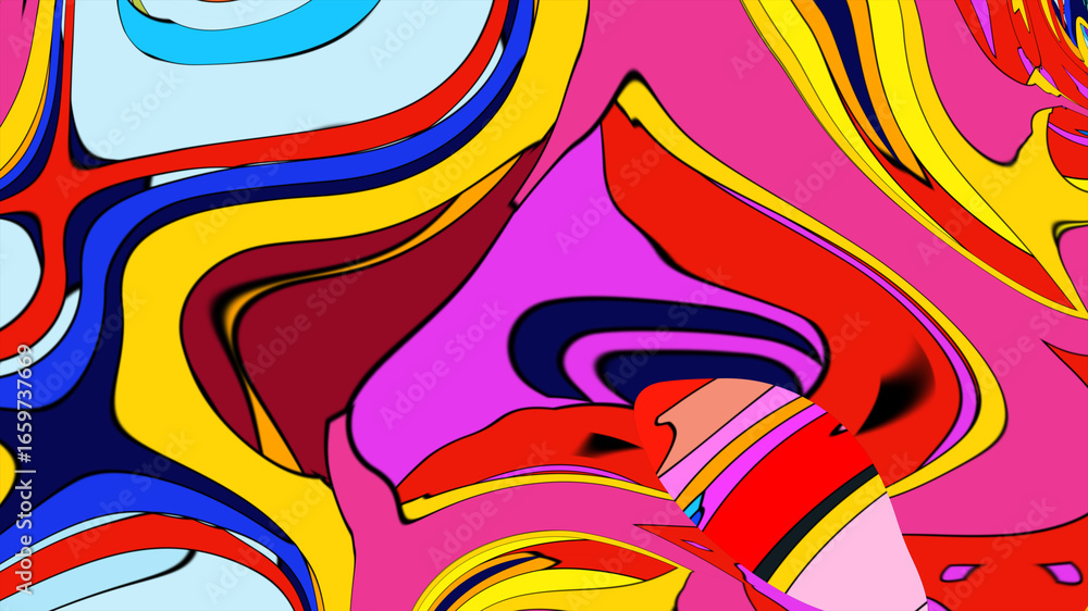 Aufkleber abstract depiction of fluid dynamics with swirling colorful wave patterns in sharp detail on a clean
