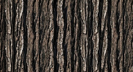 Naklejka premium Commercial Seamless Ironwood Bark Pattern Dense Dark Vertical Fissures