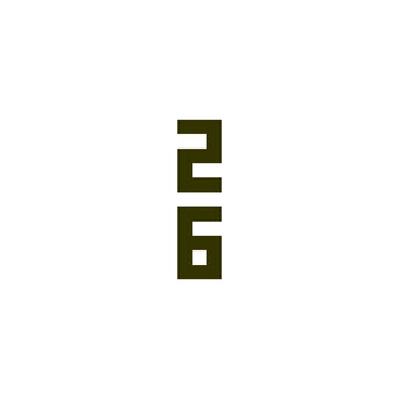 Number 26 square, rectangle geometric symbol simple logo vector