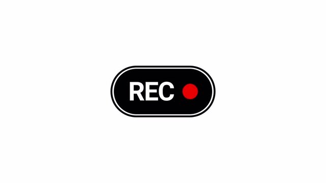 Recording button animation on a transparent background, framed recording sign, video camera viewfinder overlay sign, recording video button, broadcasting, voice recorder in 4k.