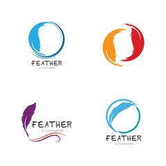 Feather pen logo and symbol vector image