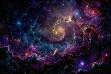 Colorful Cosmic Nebula In Deep Space