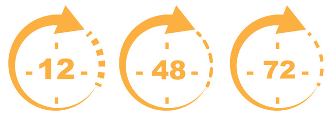 Clock Arrow Icon Set | , 24, 48, 72 Hours Time Symbols