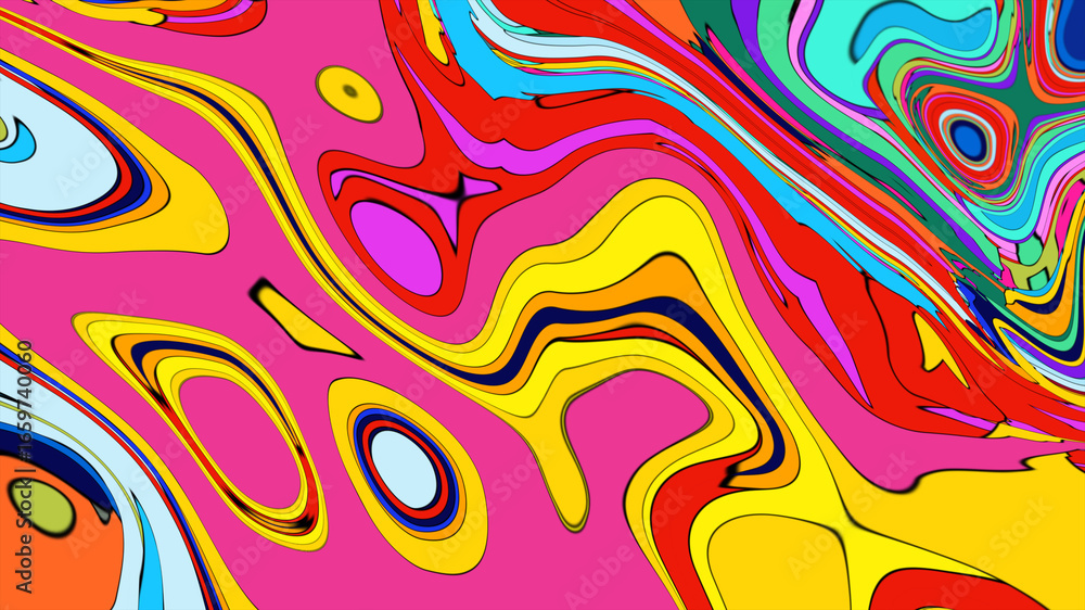 Aufkleber abstract depiction of fluid dynamics with swirling colorful wave patterns in sharp detail on a clean