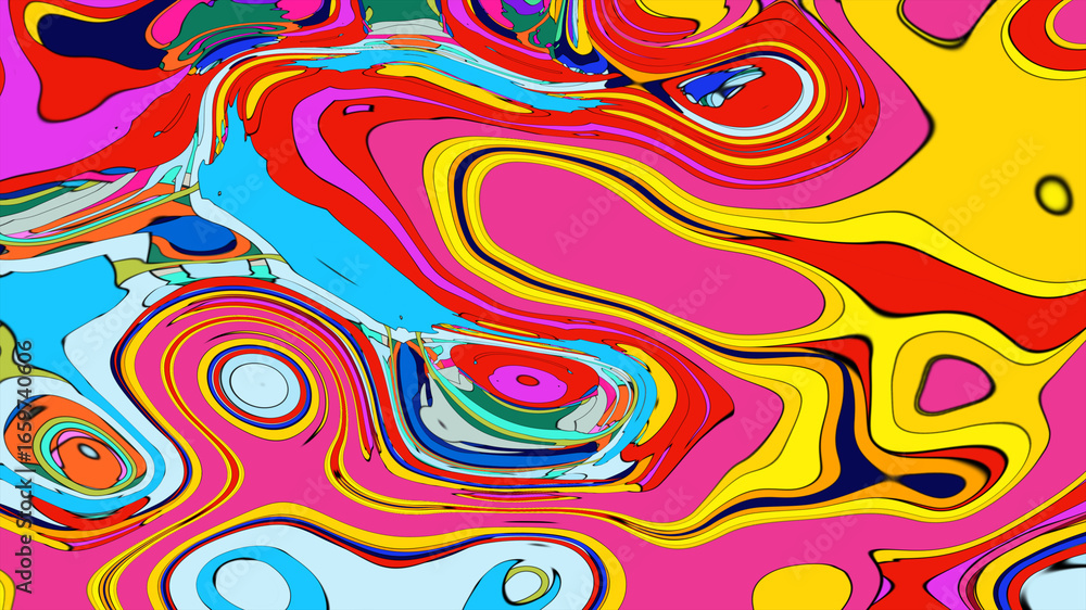 Aufkleber abstract depiction of fluid dynamics with swirling colorful wave patterns in sharp detail on a clean