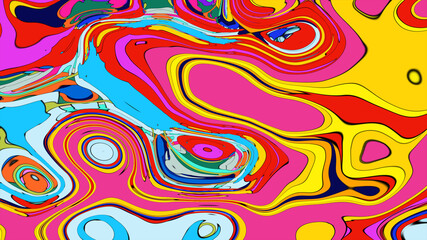 Abstract depiction of fluid dynamics with swirling colorful wave patterns in sharp detail on a clean background