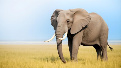 Obraz premium Elephant herds stroll on the African grassland