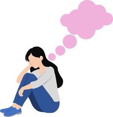 落ち込んでいる女性のイラスト