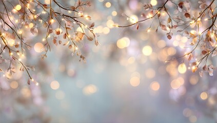 Festive, warm light, bokeh, branches, winter background