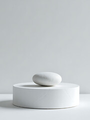 minimalist podium snow linen base small stone thin ice film understated