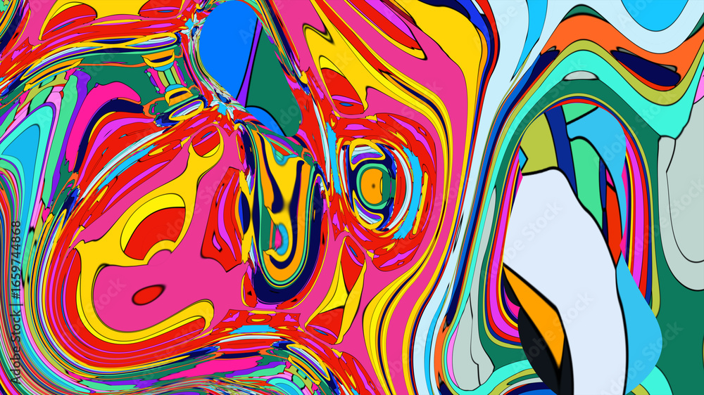 Aufkleber abstract depiction of fluid dynamics with swirling colorful wave patterns in sharp detail on a clean