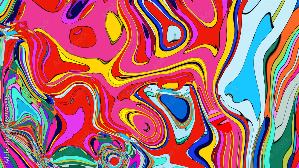 Aufkleber abstract depiction of fluid dynamics with swirling colorful wave patterns in sharp detail on a clean
