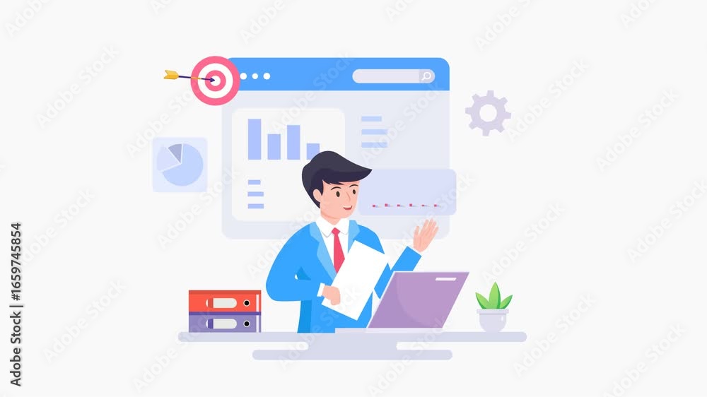 Poster digital data analysis concept. analyzing data, analytic business. video animation 4k clip