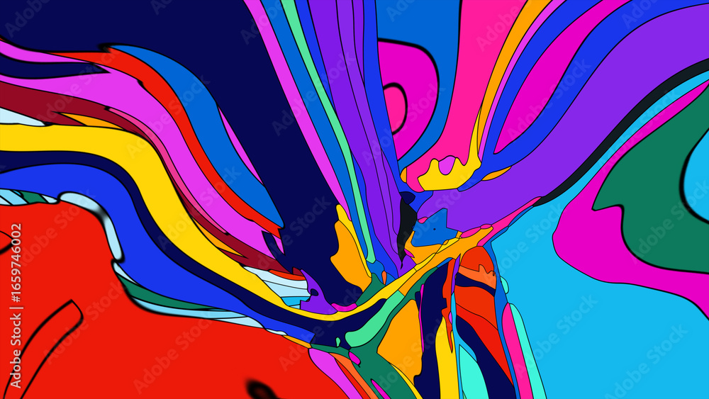 Aufkleber abstract depiction of fluid dynamics with swirling colorful wave patterns in sharp detail on a clean