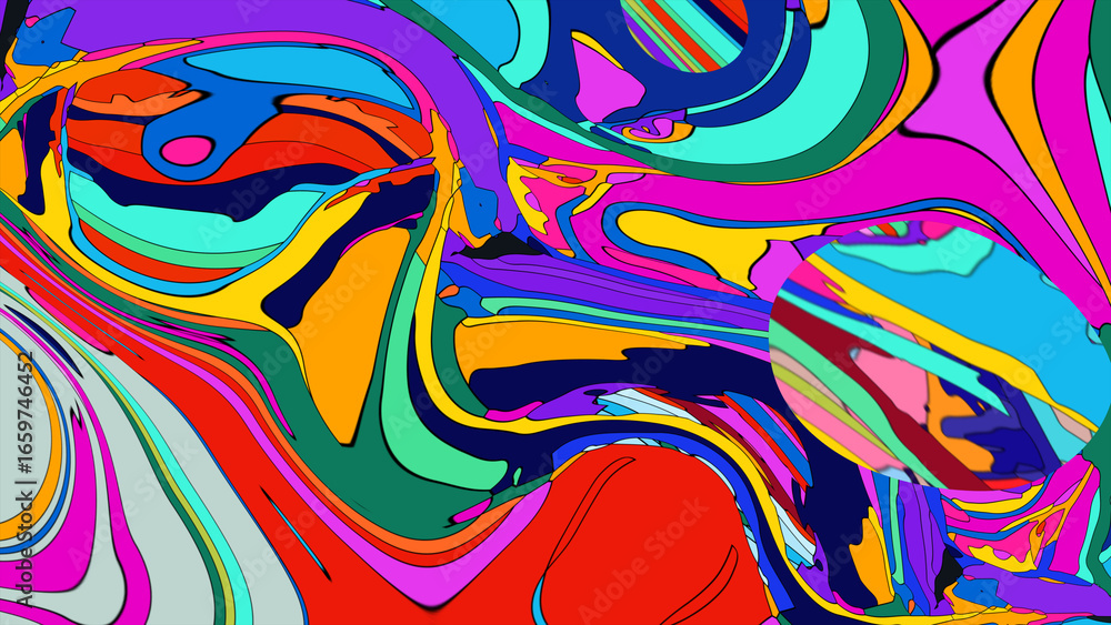 Fototapete abstract depiction of fluid dynamics with swirling colorful wave patterns in sharp detail on a clean