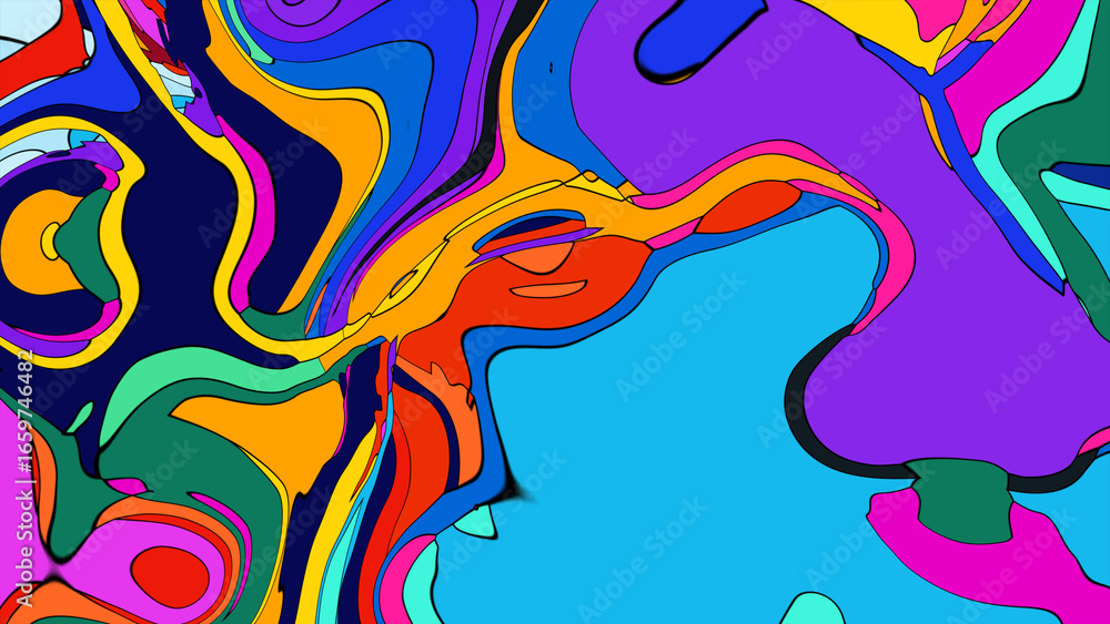 Aufkleber abstract depiction of fluid dynamics with swirling colorful wave patterns in sharp detail on a clean