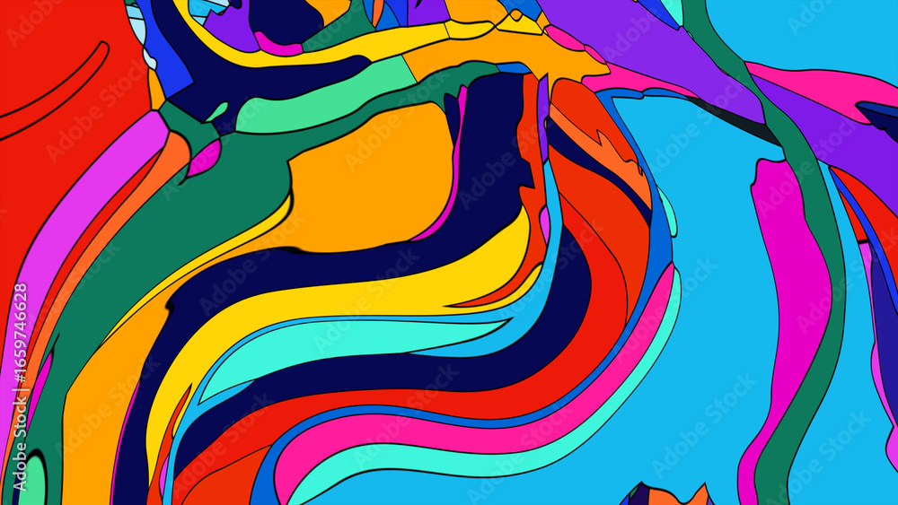 Fototapete abstract depiction of fluid dynamics with swirling colorful wave patterns in sharp detail on a clean