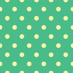 Green background lightyellow polka dot seamless pattern
