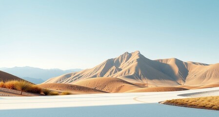 Desert Mountains Under Clear Blue Sky