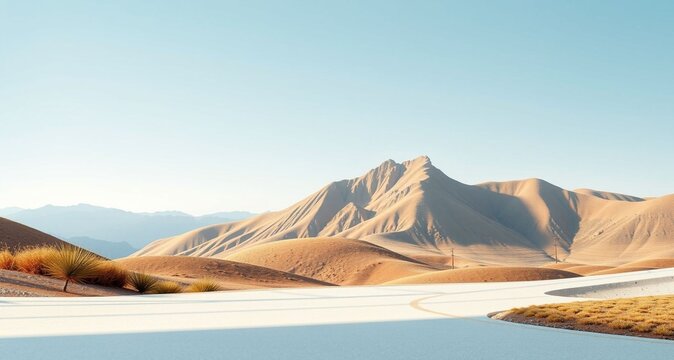 Desert Mountains Under Clear Blue Sky