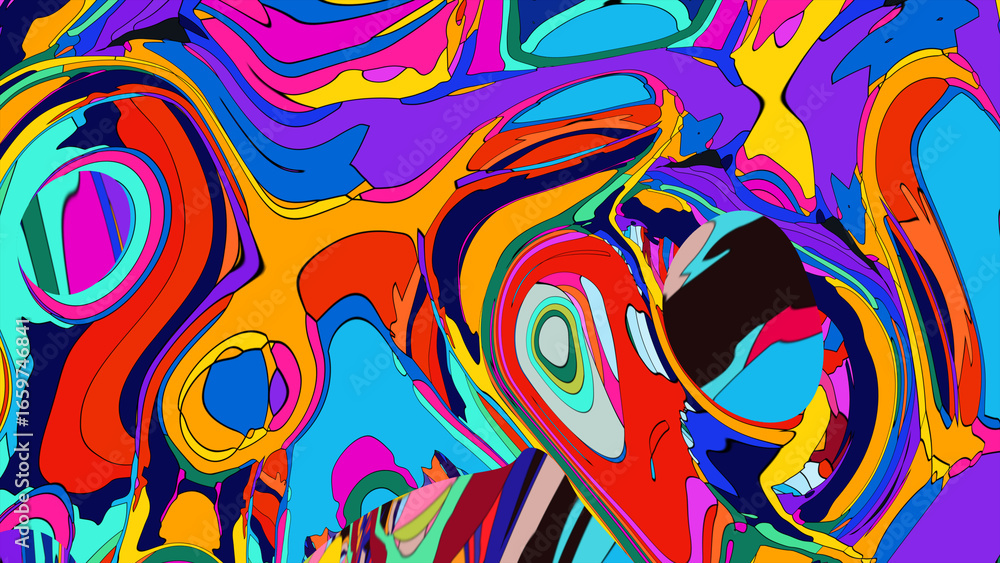 Aufkleber abstract depiction of fluid dynamics with swirling colorful wave patterns in sharp detail on a clean