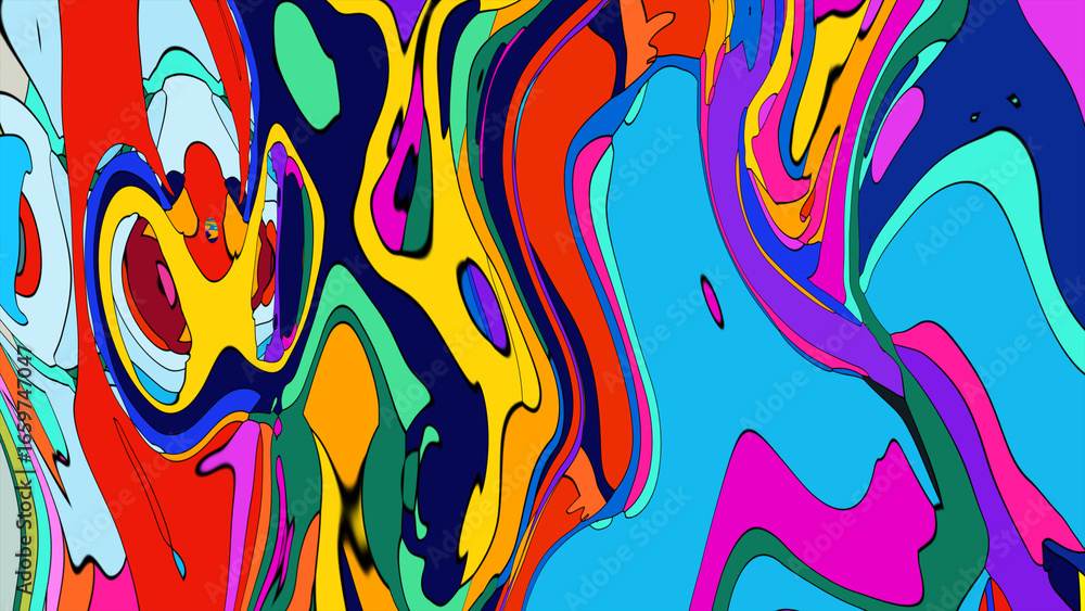 Aufkleber abstract depiction of fluid dynamics with swirling colorful wave patterns in sharp detail on a clean