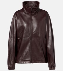 Woman leather jacket design front view isolated on white background
